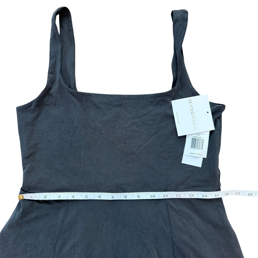 Beyond Yoga Spacedye Black Square Neck Mini Dress DW6253 Large NEW - Picture 3 of 5